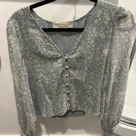 Saltwater Luxe Women's Blue Floral Top - Picture 1 of 3